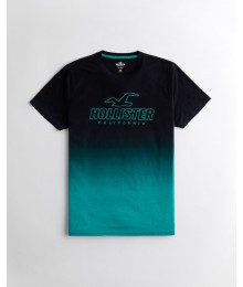 Hollister Black To Dark Teal Ombre Graphic Tee